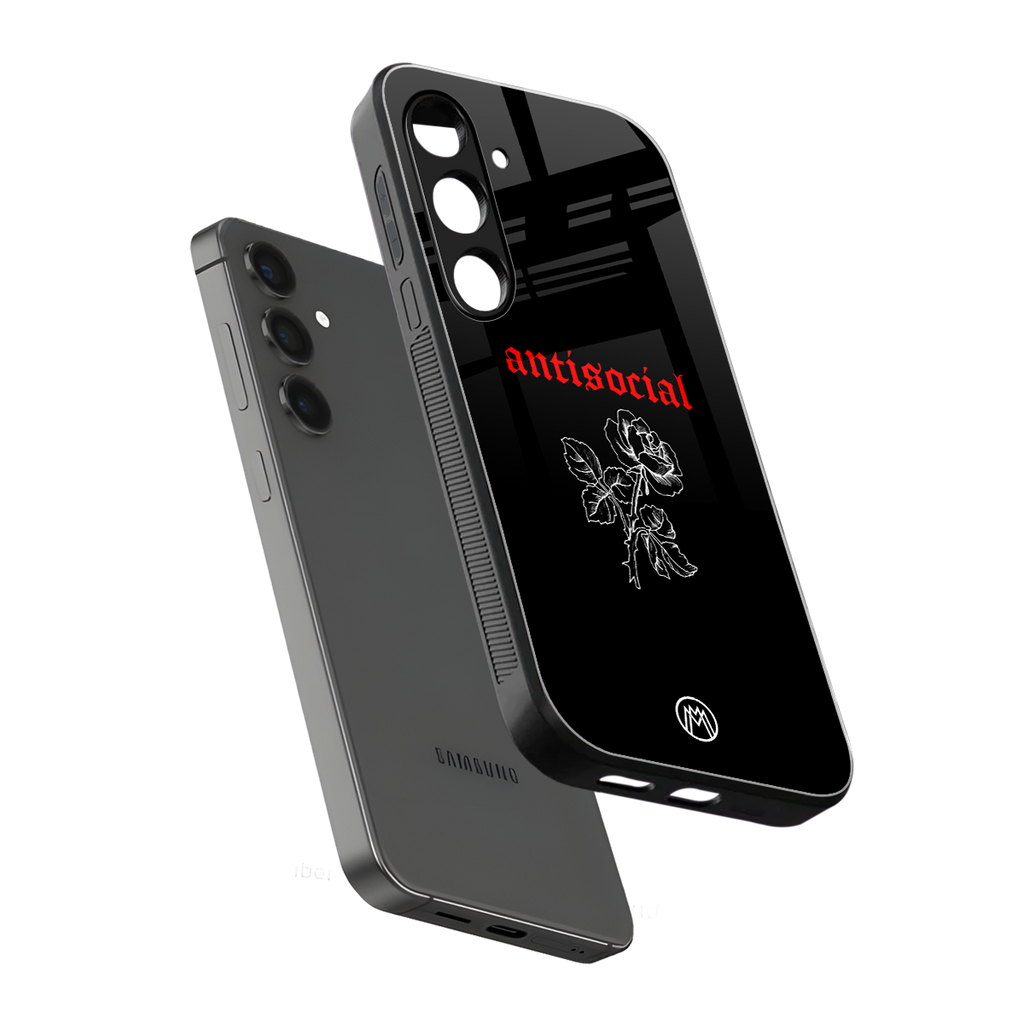 anti social black back phone cover | glass case for samsung galaxy s24