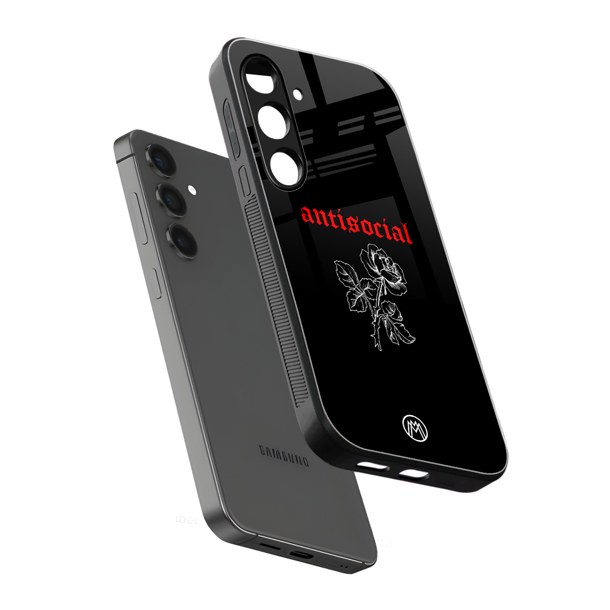 anti social black back phone cover | glass case for samsung galaxy s25 plus