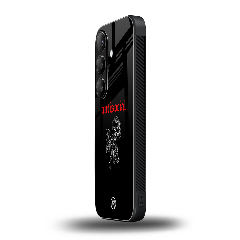 anti social black back phone cover | glass case for samsung galaxy s24 plus
