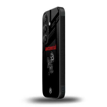 anti social black back phone cover | glass case for samsung galaxy s23 plus