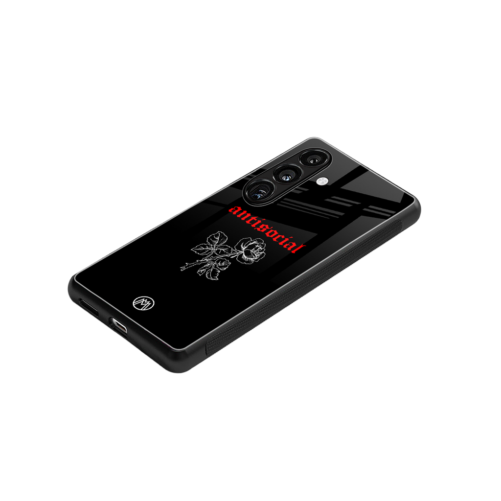 anti social black back phone cover | glass case for samsung galaxy s24 plus