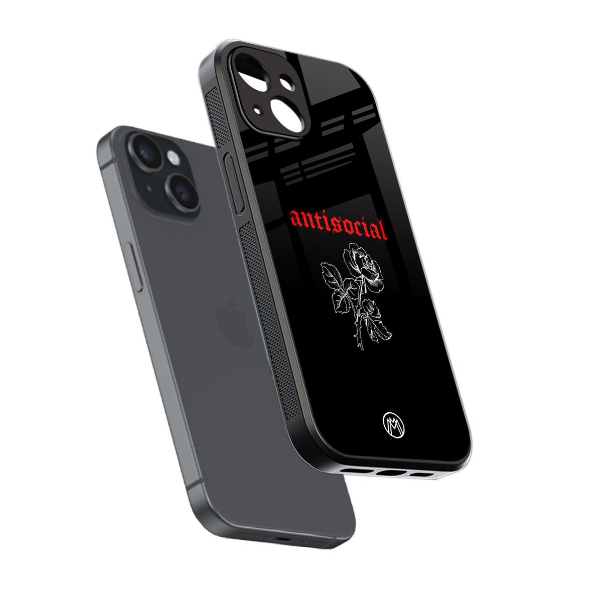 anti social black back phone cover | glass case for iphone 15