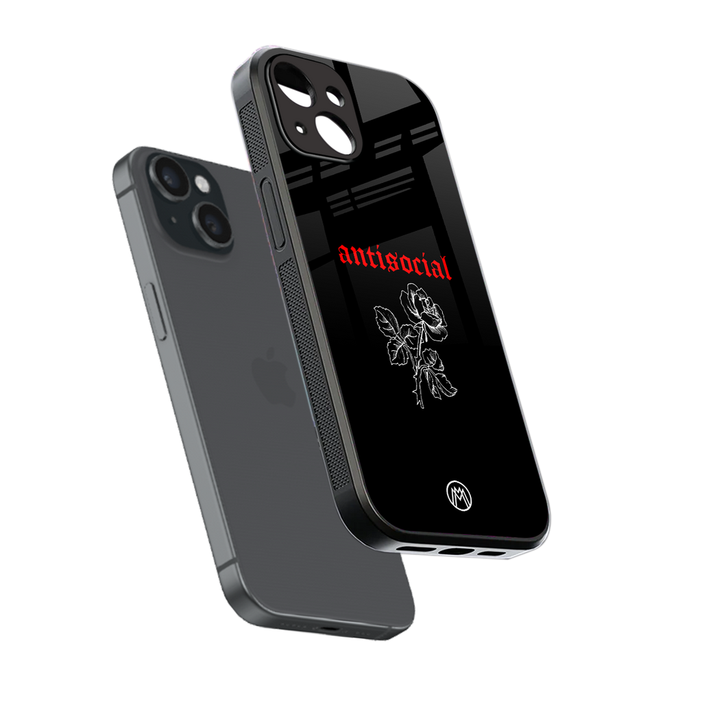 anti social black back phone cover | glass case for iphone 14