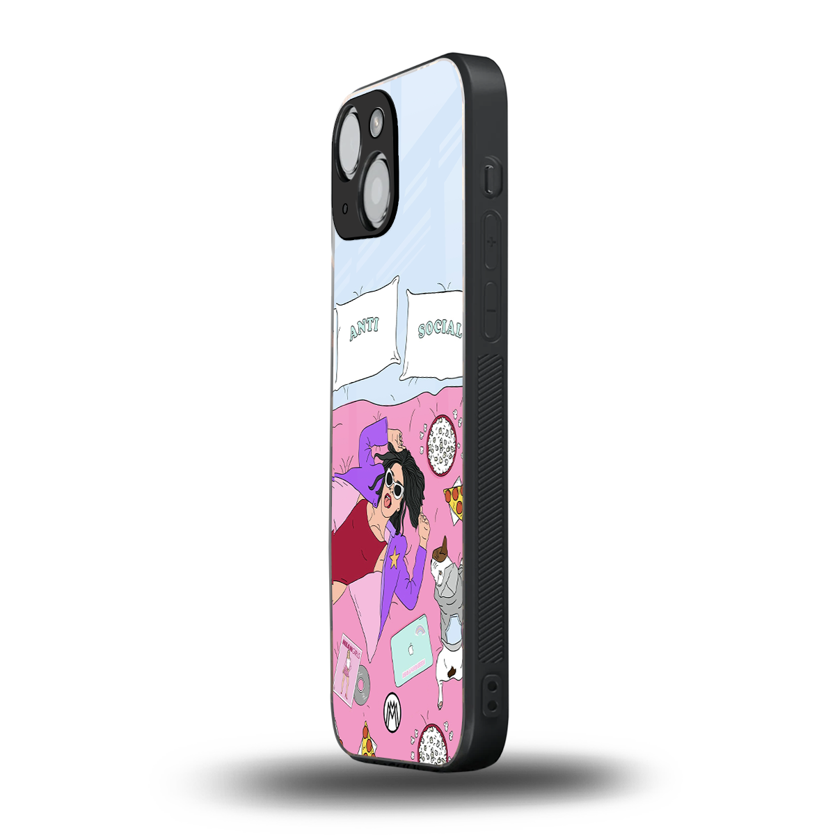 anti social chick girl back phone cover | glass case for iphone 13 mini