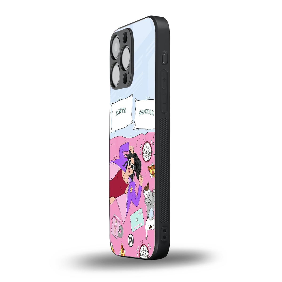anti social chick girl back phone cover | glass case for iphone 13 pro max