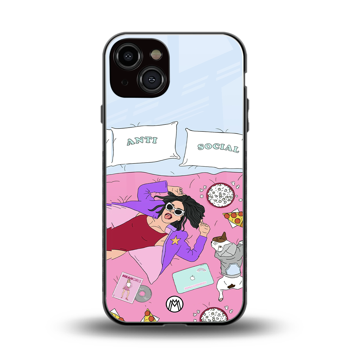 anti social chick girl back phone cover | glass case for iphone 13