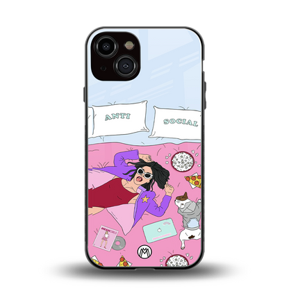anti social chick girl back phone cover | glass case for iphone 13