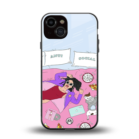 anti social chick girl back phone cover | glass case for iphone 13