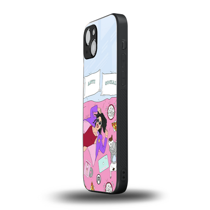 anti social chick girl back phone cover | glass case for iphone 13