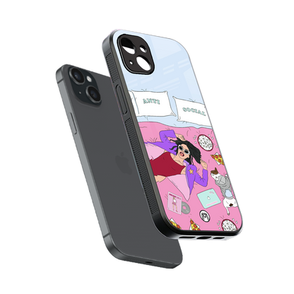 anti social chick girl back phone cover | glass case for iphone 15 plus