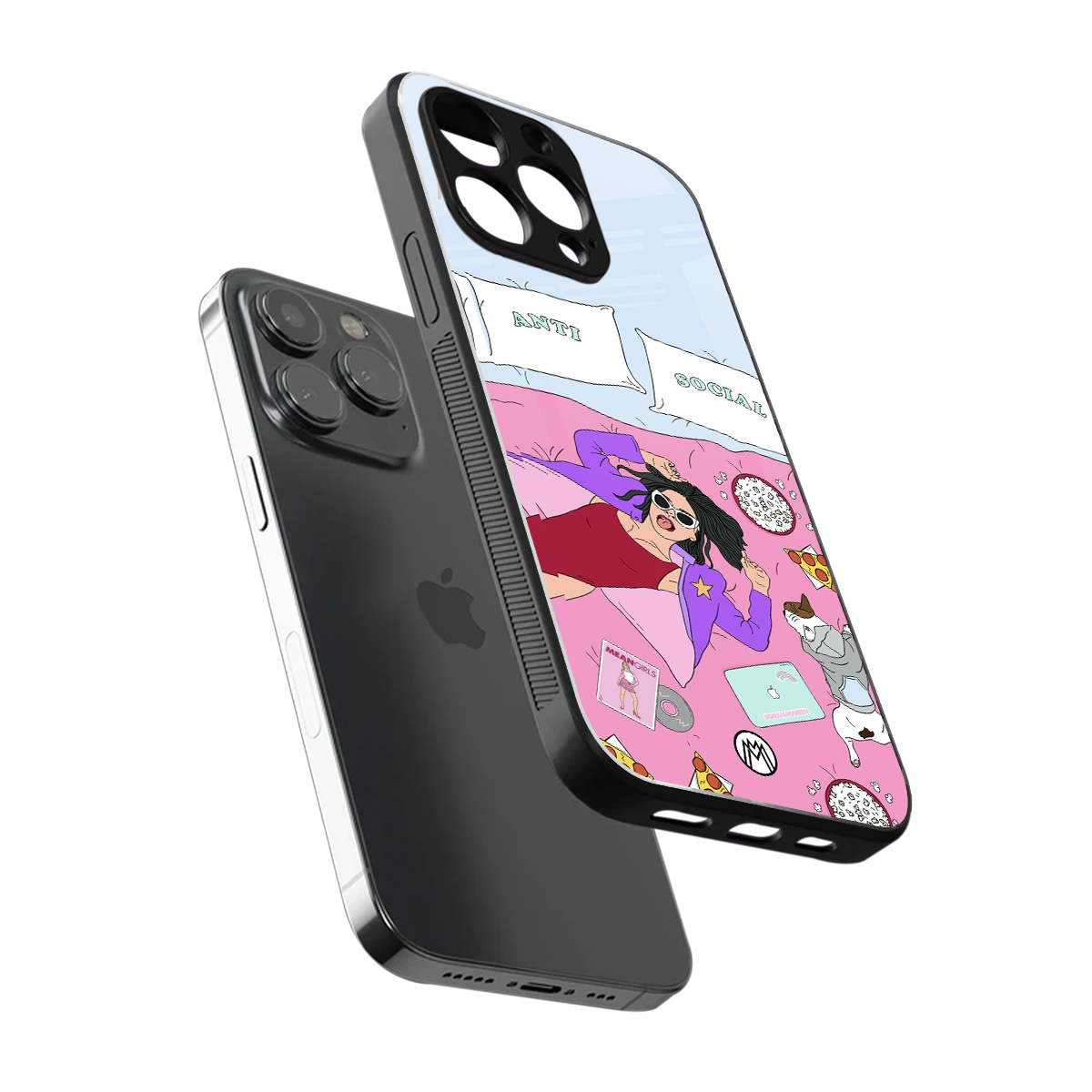 anti social chick girl back phone cover | glass case for iphone 15 pro max