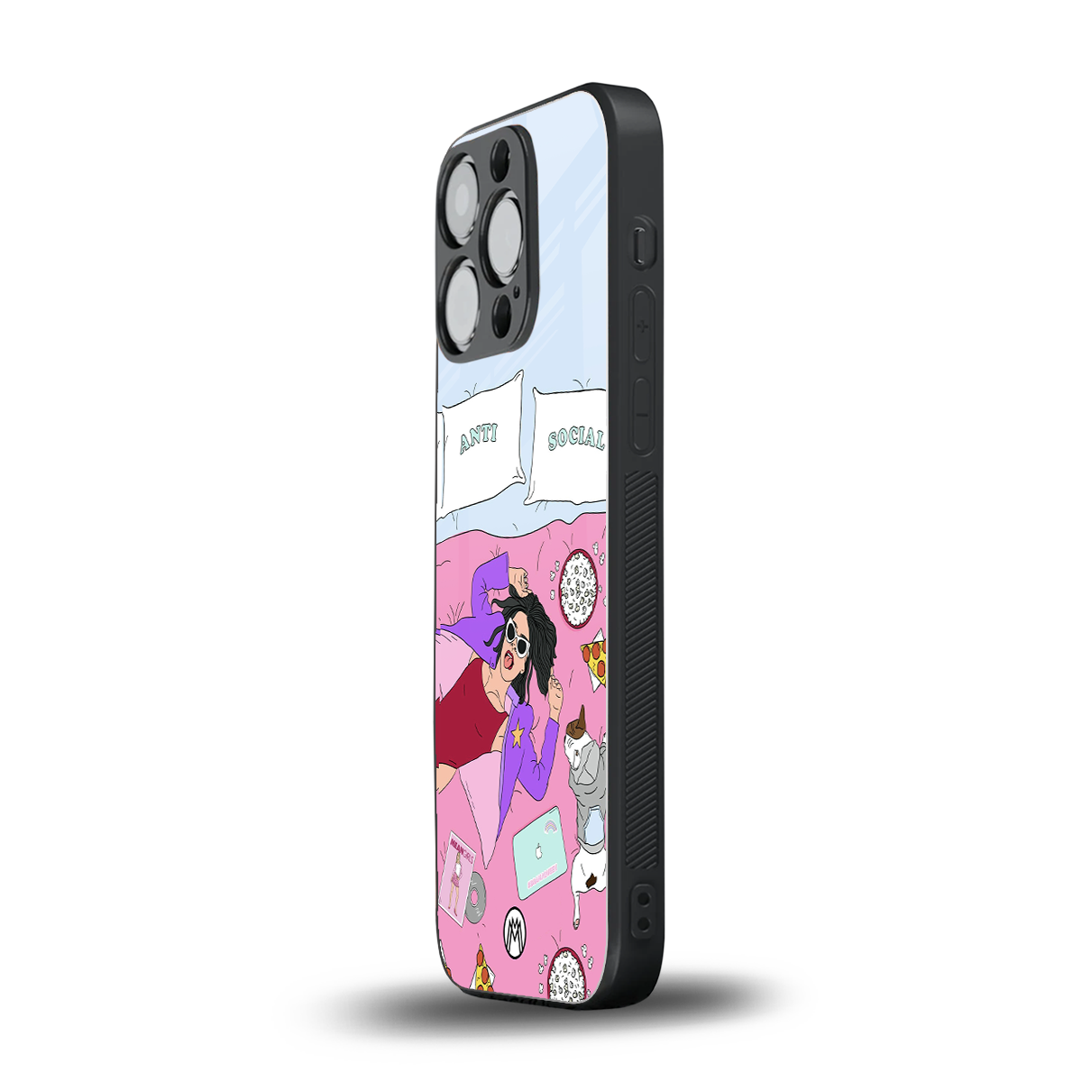 anti social chick girl back phone cover | glass case for iphone 15 pro