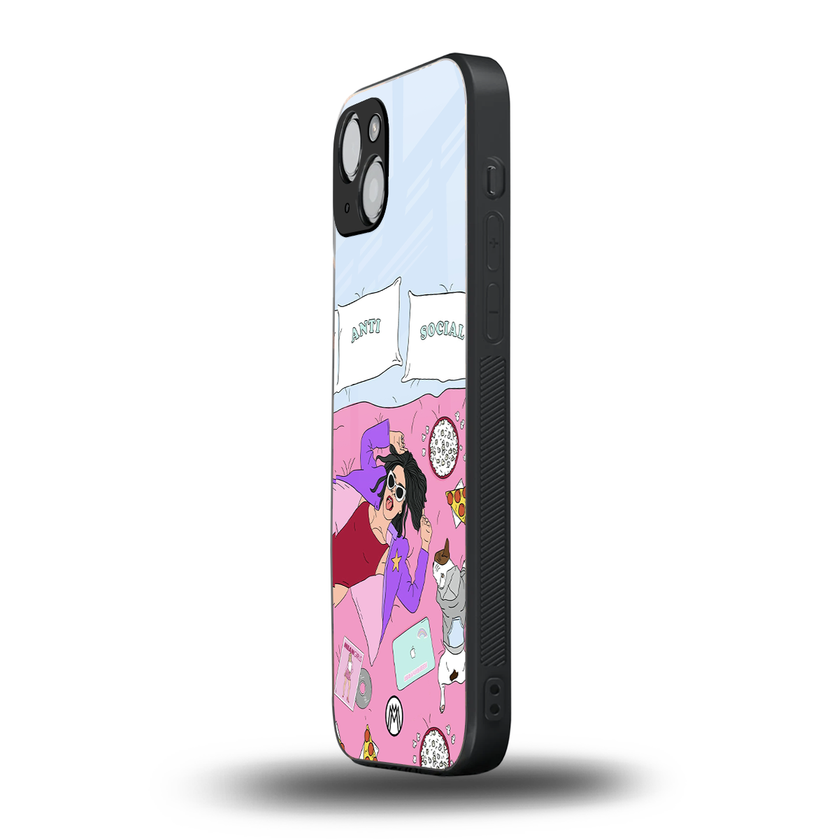 anti social chick girl back phone cover | glass case for iphone 15