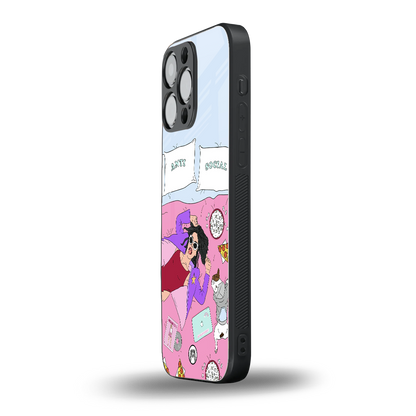 anti social chick girl back phone cover | glass case for iphone 16 pro max