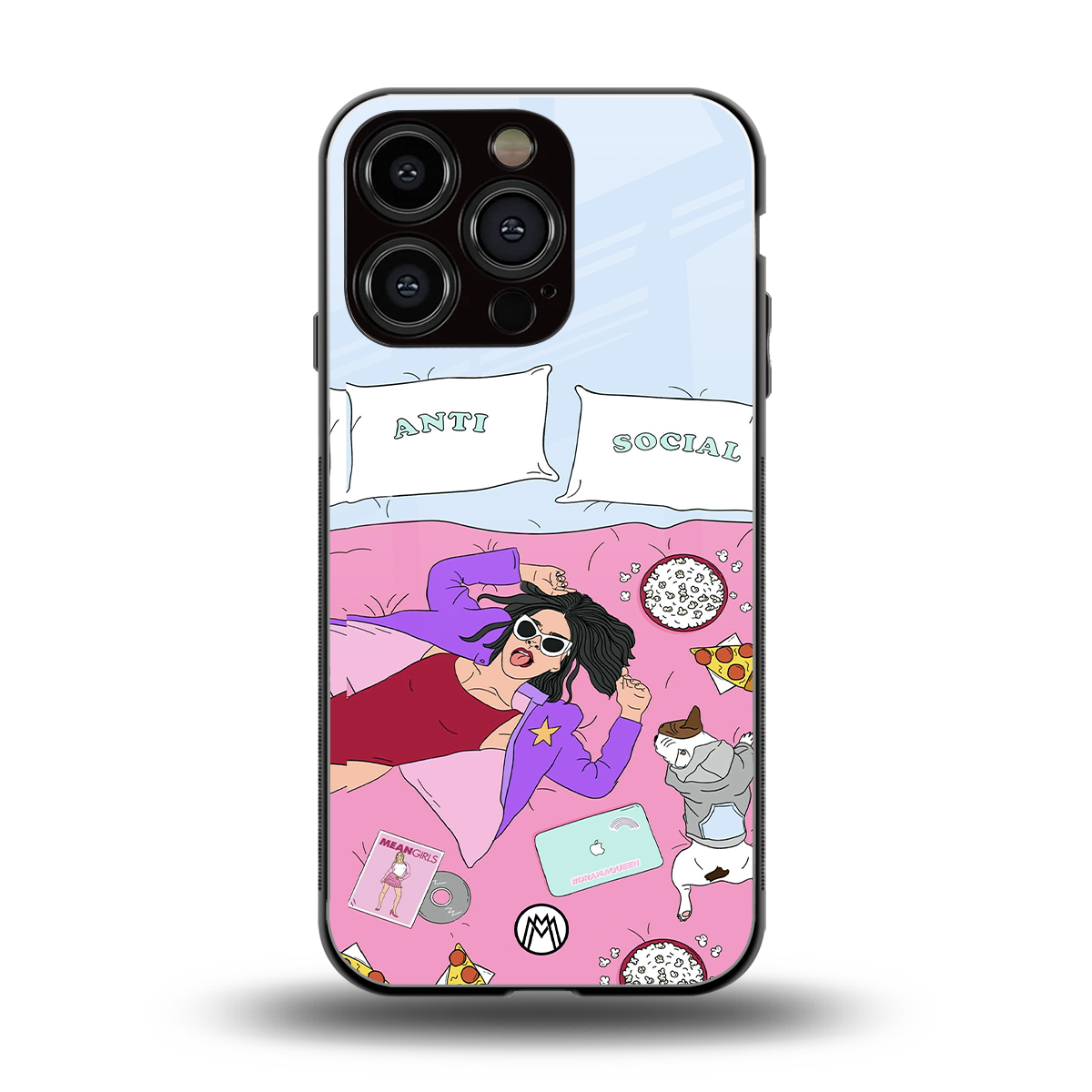 anti social chick girl back phone cover | glass case for iphone 16 pro