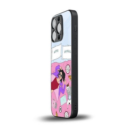 anti social chick girl back phone cover | glass case for iphone 16 pro