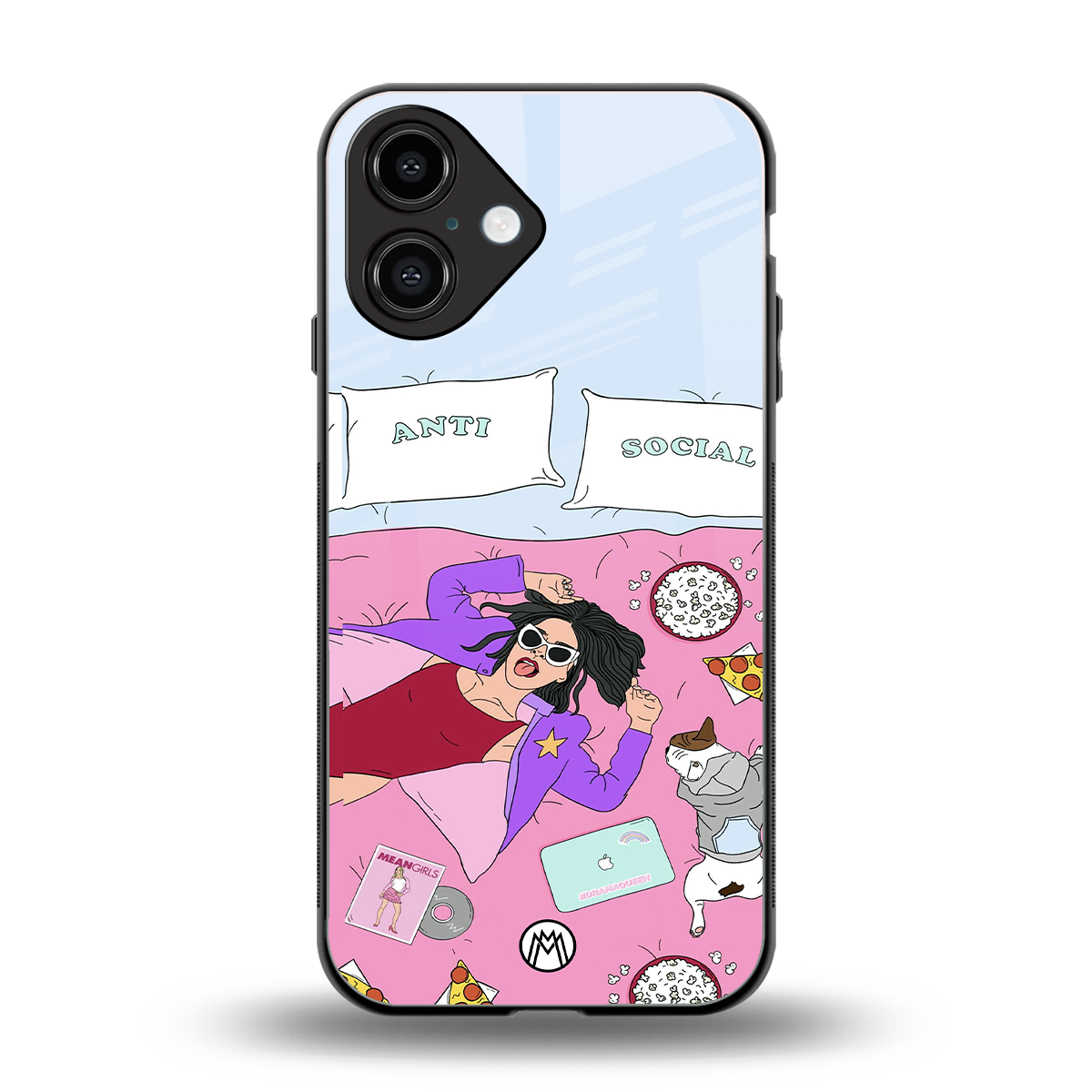 anti social chick girl back phone cover | glass case for iphone 16