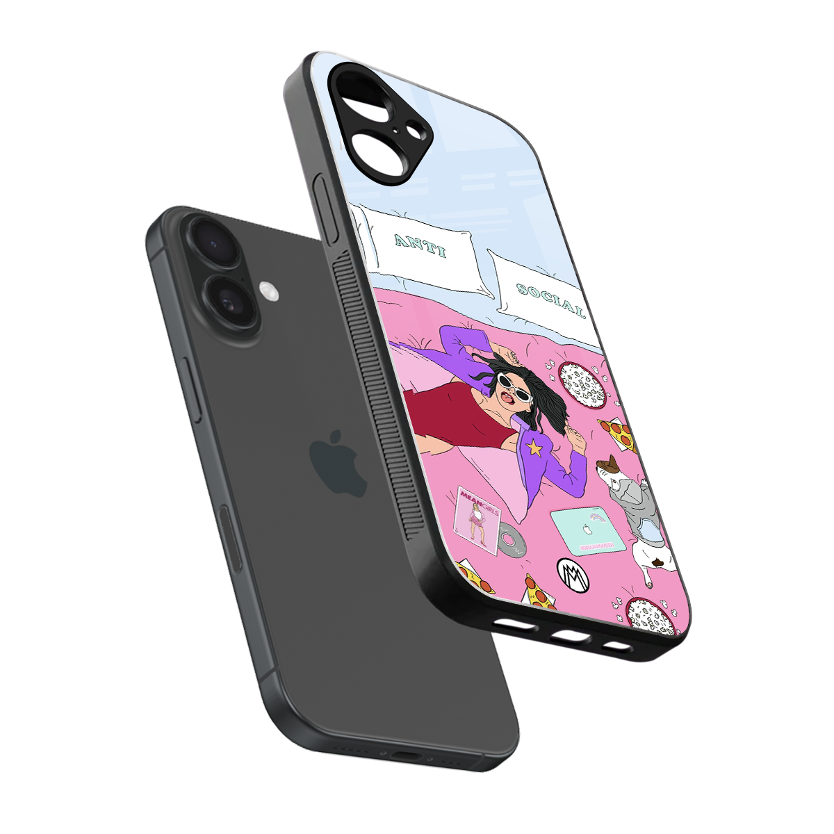 anti social chick girl back phone cover | glass case for iphone 16