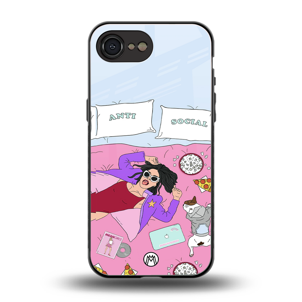 anti social chick girl back phone cover | glass case for iphone 16e
