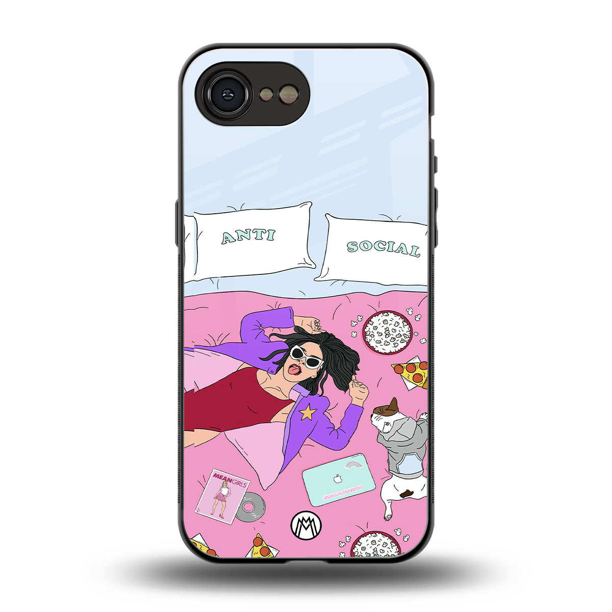 anti social chick girl back phone cover | glass case for iphone 16e