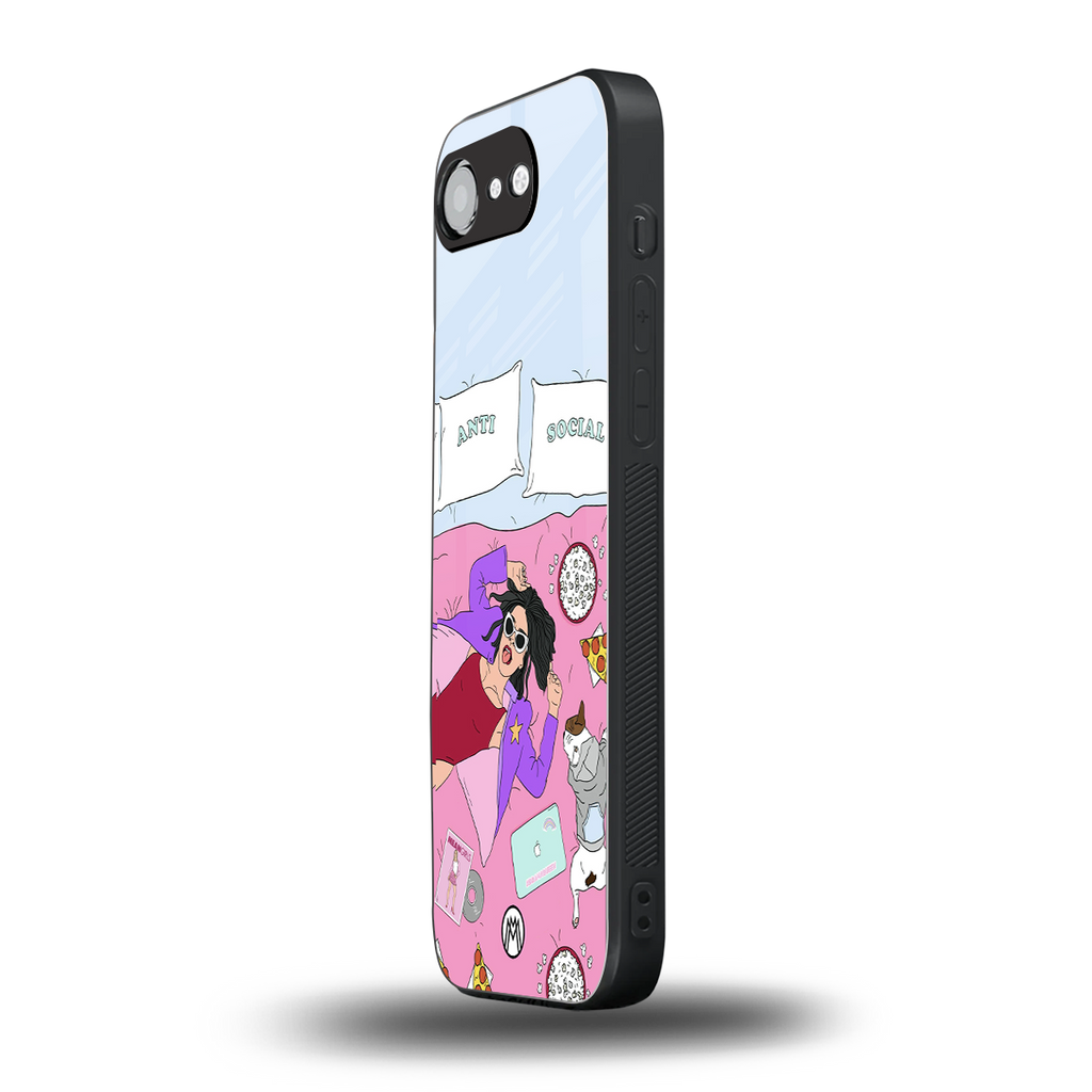anti social chick girl back phone cover | glass case for iphone 16e