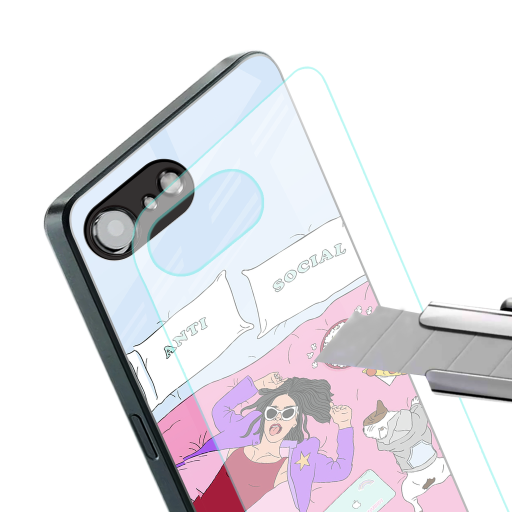 anti social chick girl back phone cover | glass case for iphone 16e