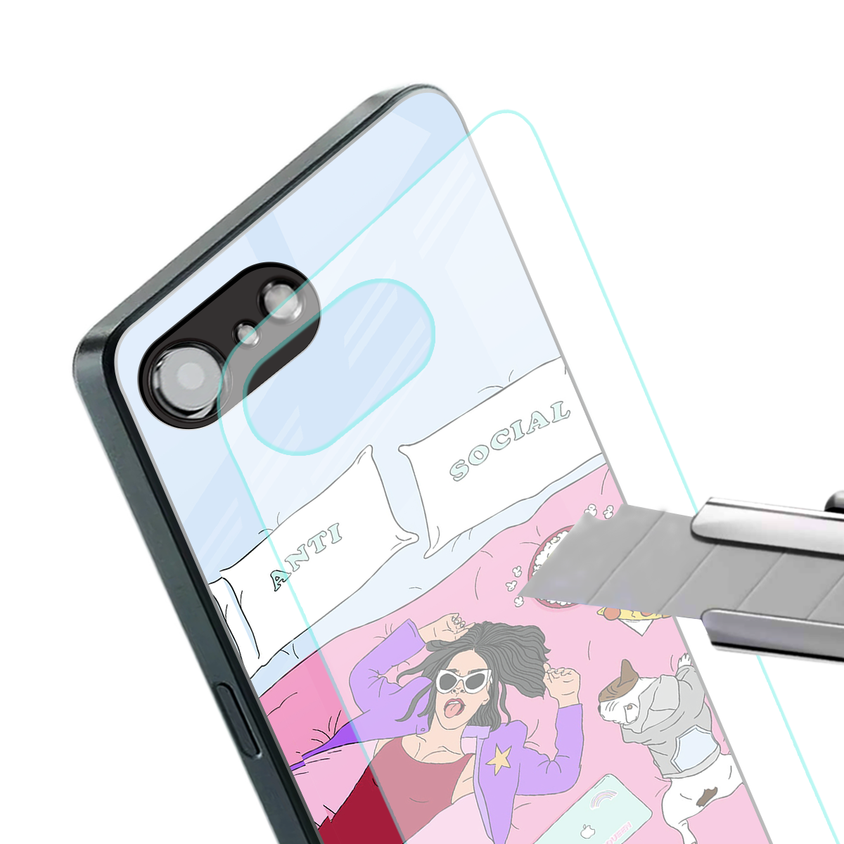 anti social chick girl back phone cover | glass case for iphone 16e