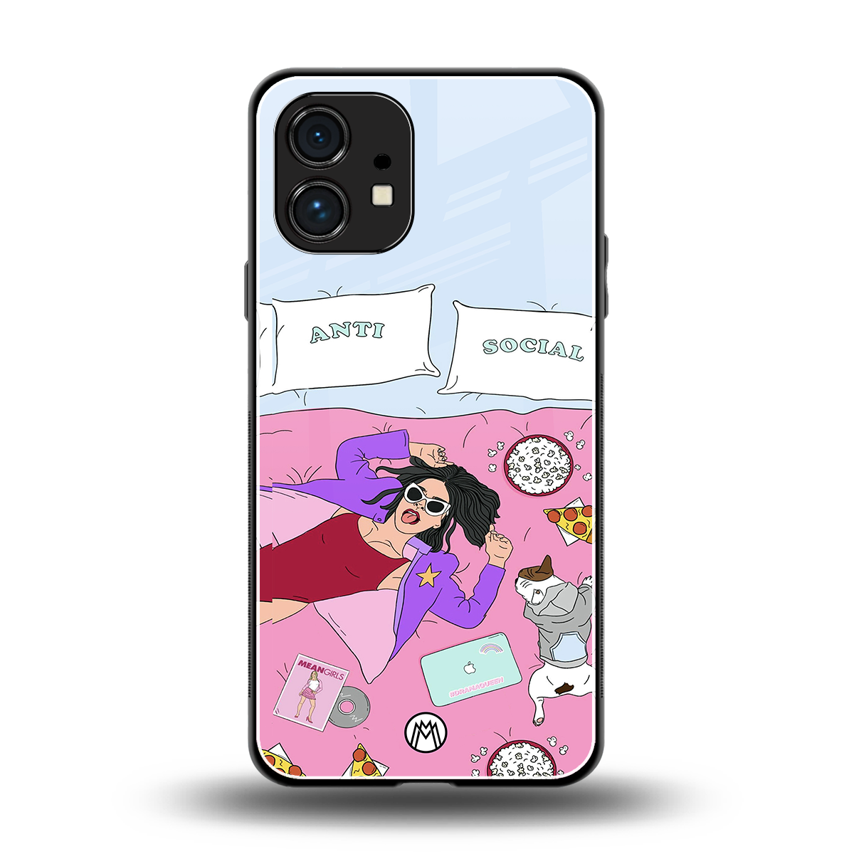 anti social chick girl back phone cover | glass case for nothing phone 1