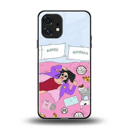 anti social chick girl back phone cover | glass case for nothing phone 1