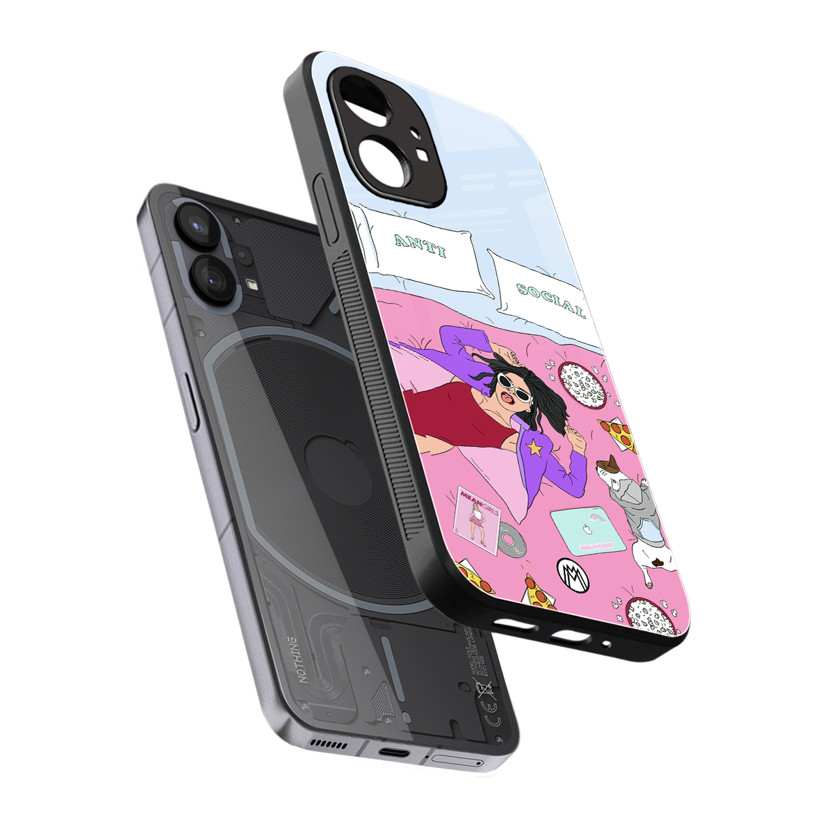 anti social chick girl back phone cover | glass case for nothing phone 1