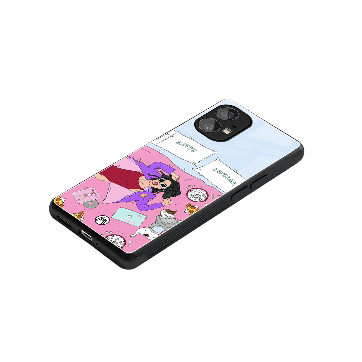 anti social chick girl back phone cover | glass case for nothing phone 1