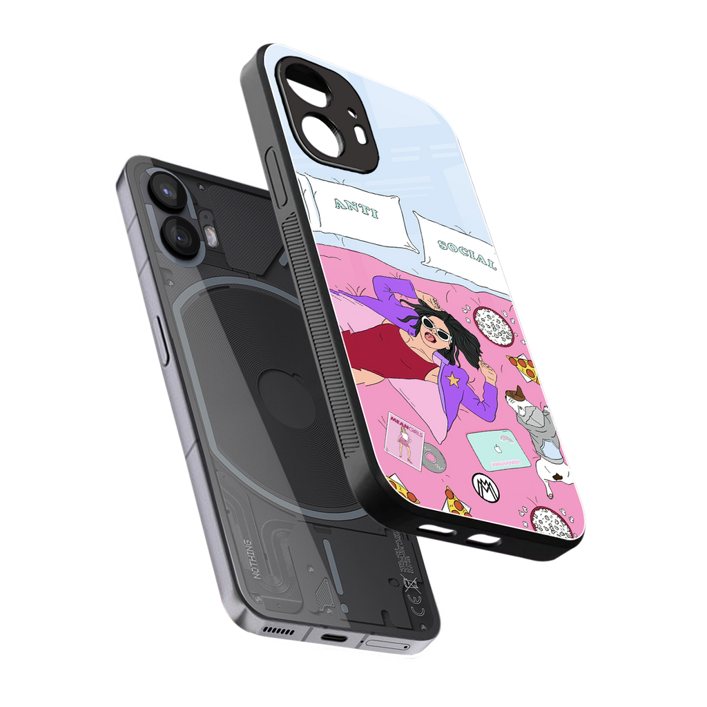 anti social chick girl back phone cover | glass case for nothing phone 2