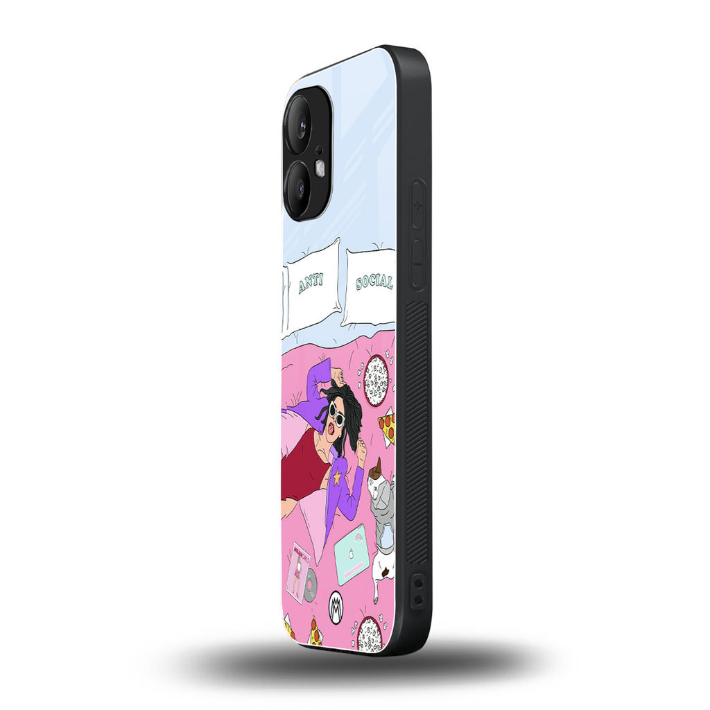 anti social chick girl back phone cover | glass case for nothing phone 2