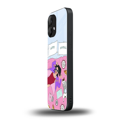 anti social chick girl back phone cover | glass case for nothing phone 2