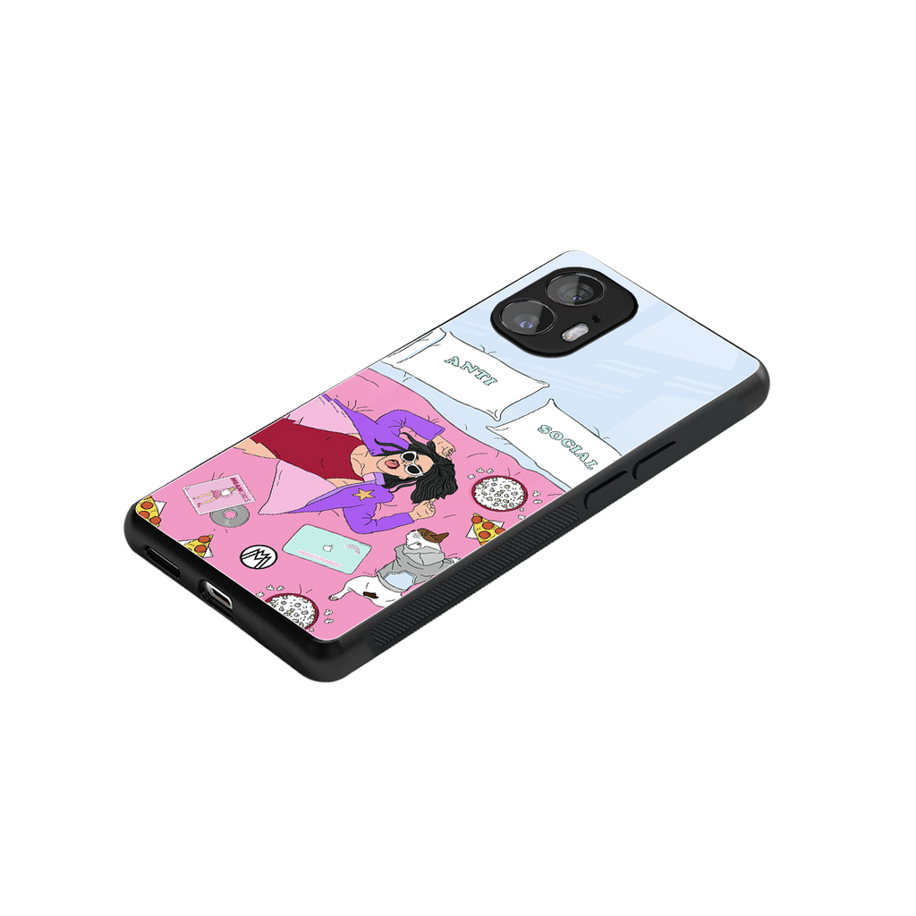 anti social chick girl back phone cover | glass case for nothing phone 2