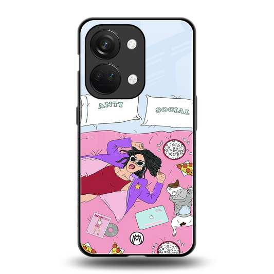 anti social chick girl back phone cover | glass case for oneplus nord 3