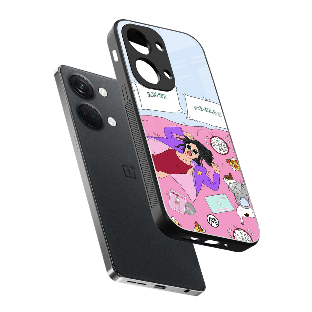 anti social chick girl back phone cover | glass case for oneplus nord 3