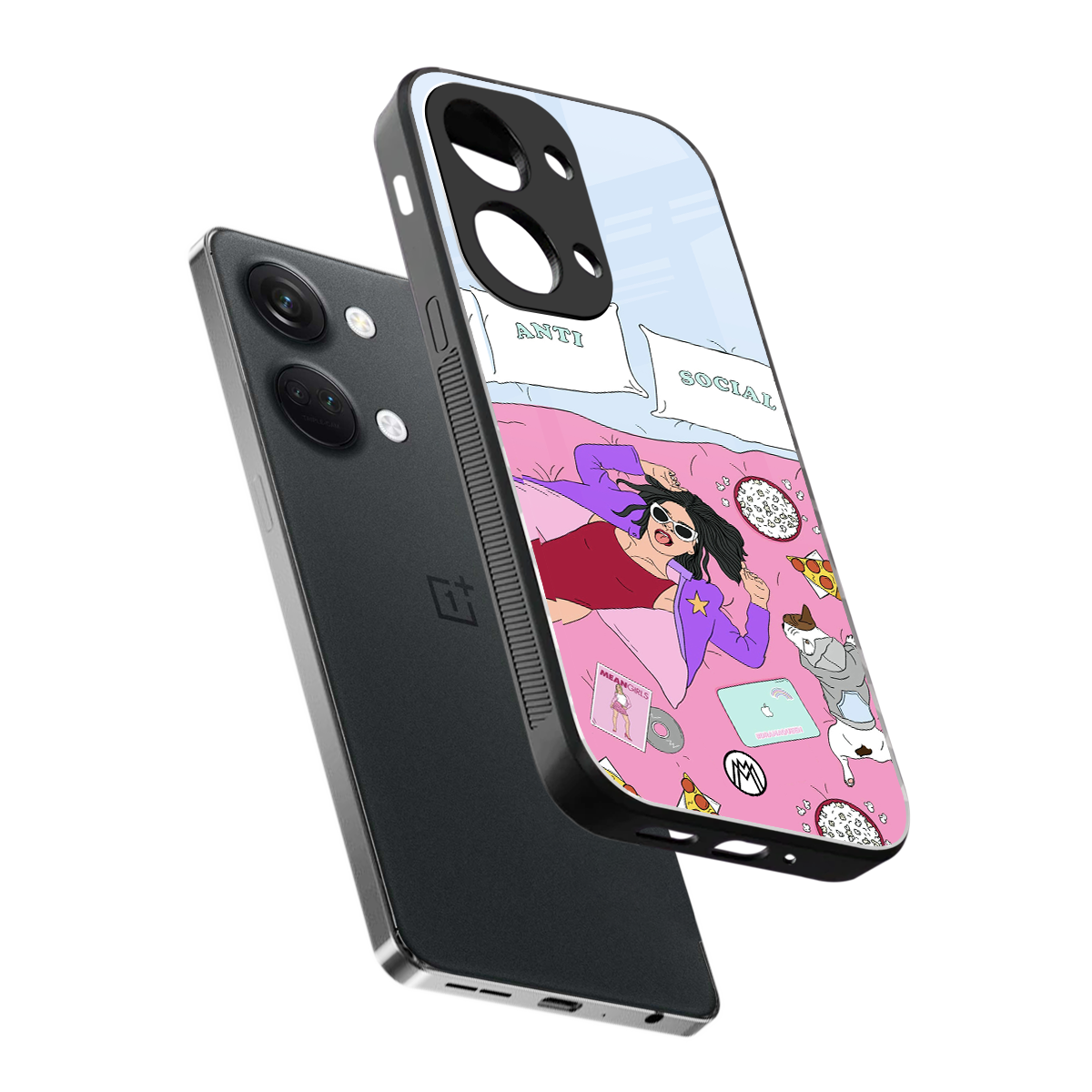 anti social chick girl back phone cover | glass case for oneplus nord 3