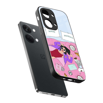 anti social chick girl back phone cover | glass case for oneplus nord 3