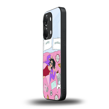 anti social chick girl back phone cover | glass case for oneplus nord 3