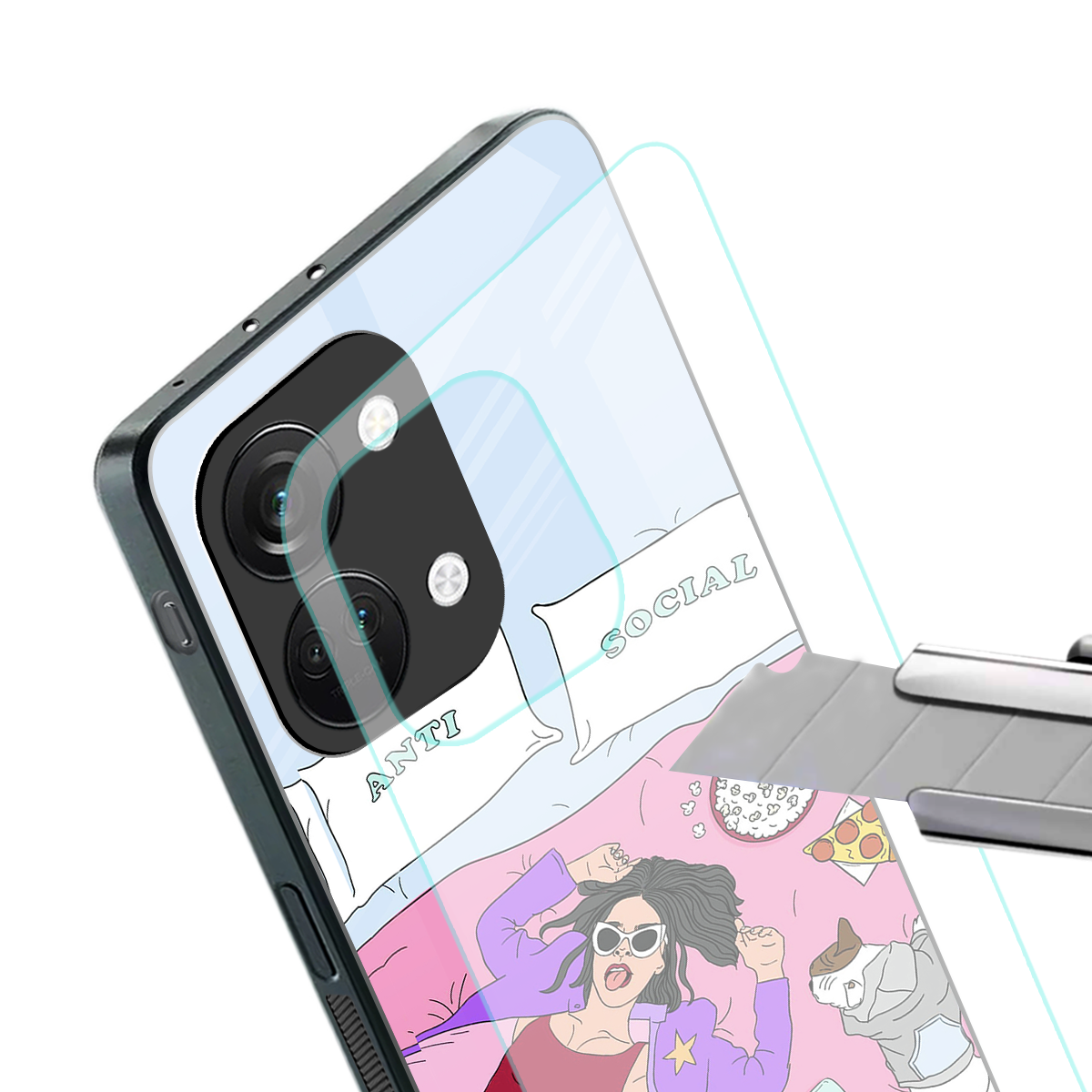 anti social chick girl back phone cover | glass case for oneplus nord 3