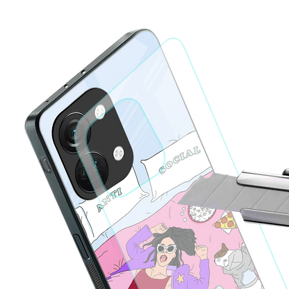 anti social chick girl back phone cover | glass case for oneplus nord 3