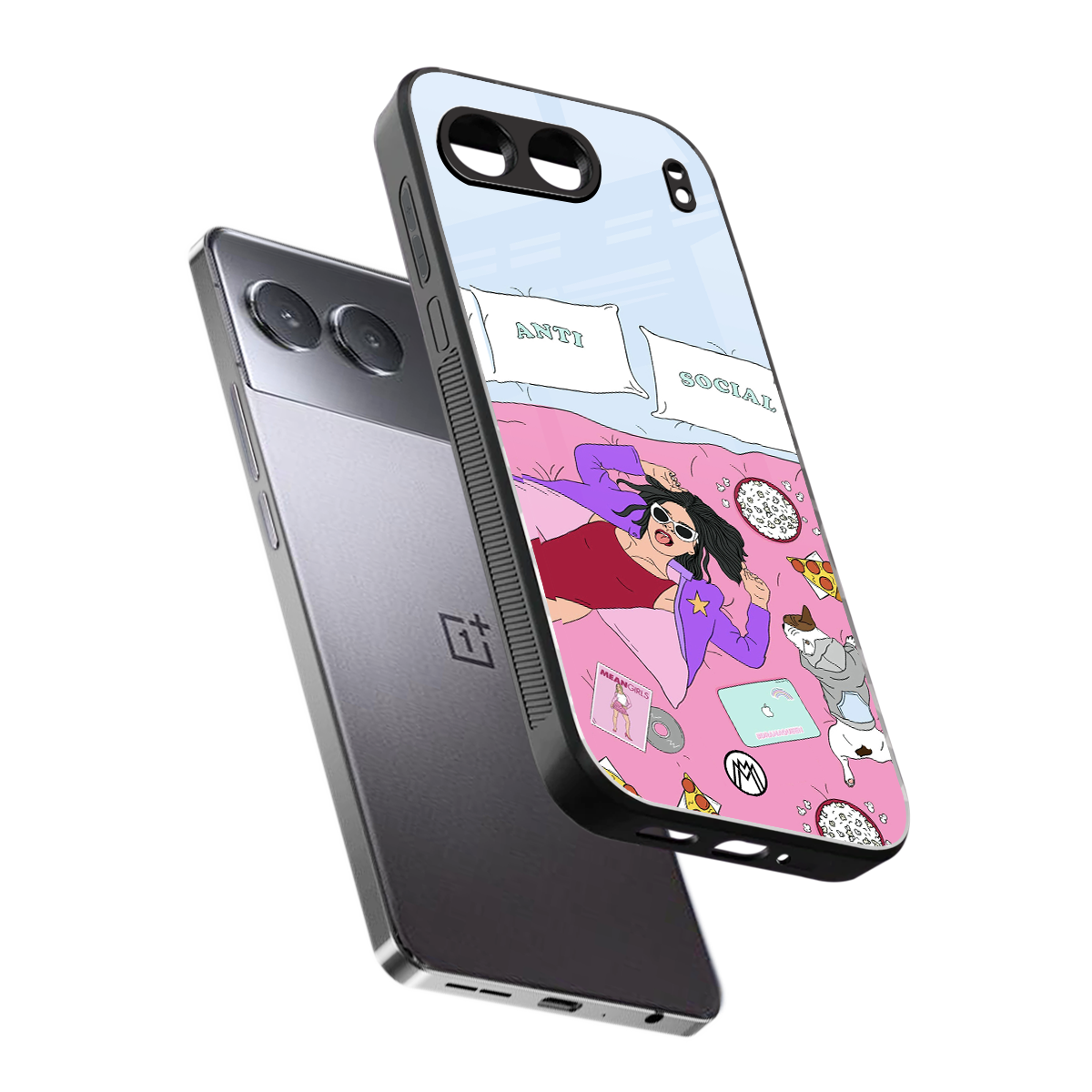 anti social chick girl back phone cover | glass case for oneplus nord 4