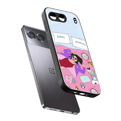 anti social chick girl back phone cover | glass case for oneplus nord 4