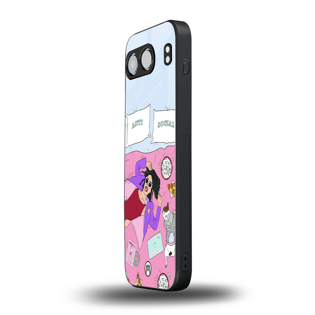 anti social chick girl back phone cover | glass case for oneplus nord 4