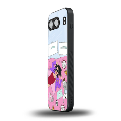 anti social chick girl back phone cover | glass case for oneplus nord 4