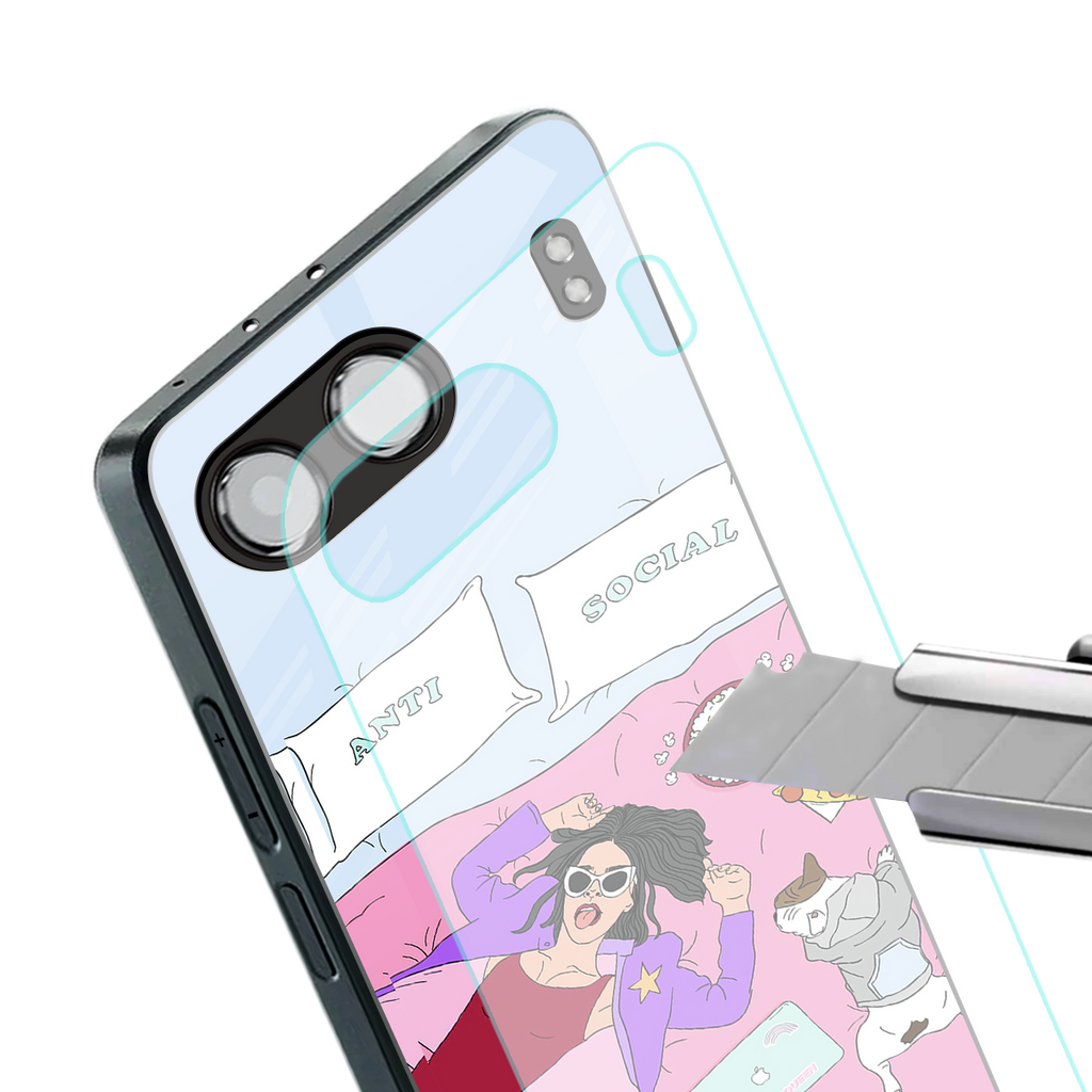 anti social chick girl back phone cover | glass case for oneplus nord 4