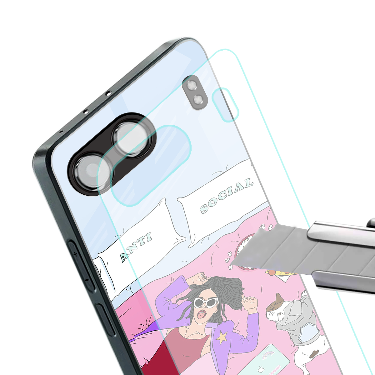 anti social chick girl back phone cover | glass case for oneplus nord 4