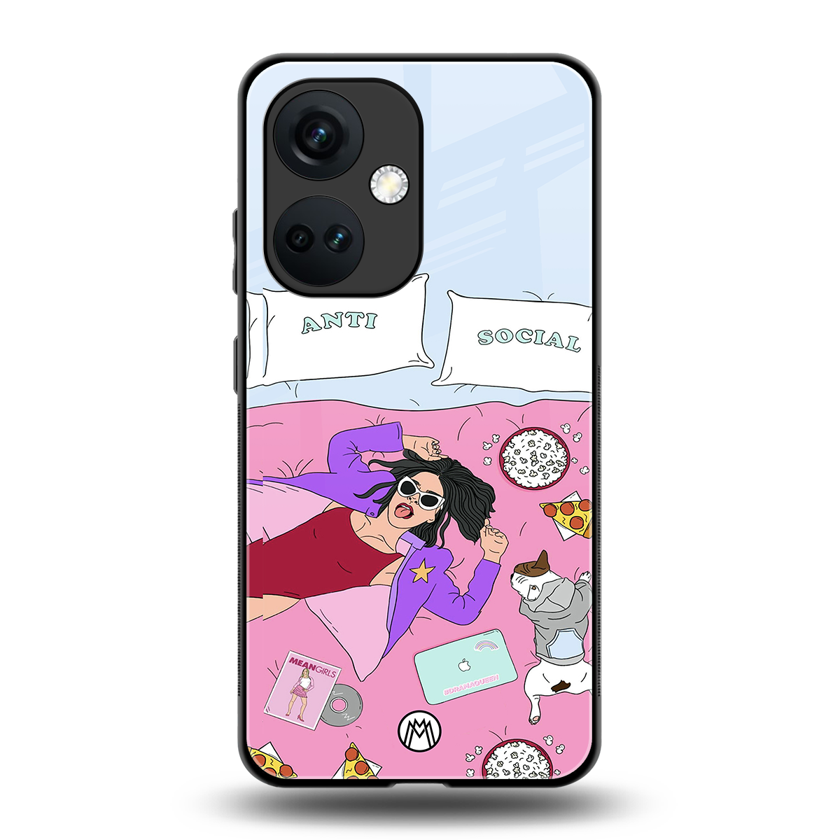 anti social chick girl back phone cover | glass case for oneplus nord ce 3