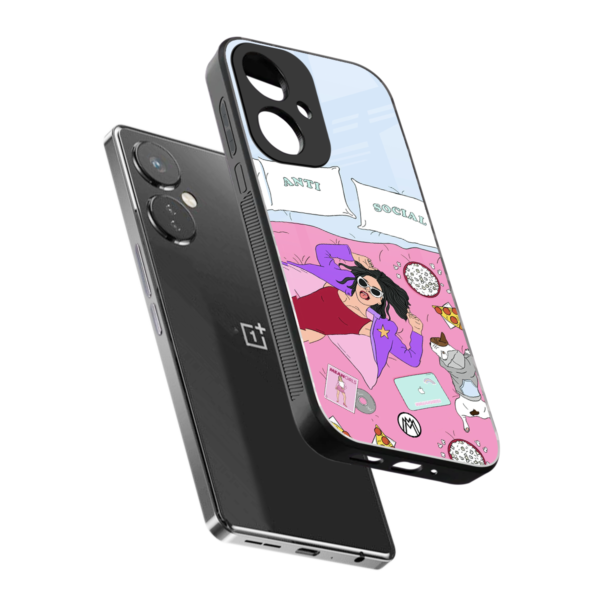 anti social chick girl back phone cover | glass case for oneplus nord ce 3